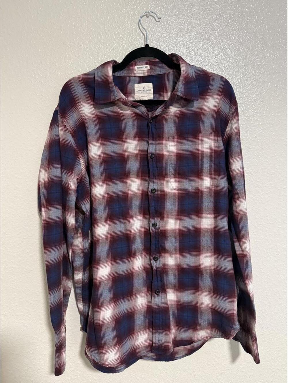 American Eagle “Seriously Soft” Men’s Flannel Button-Down Shirt | Large